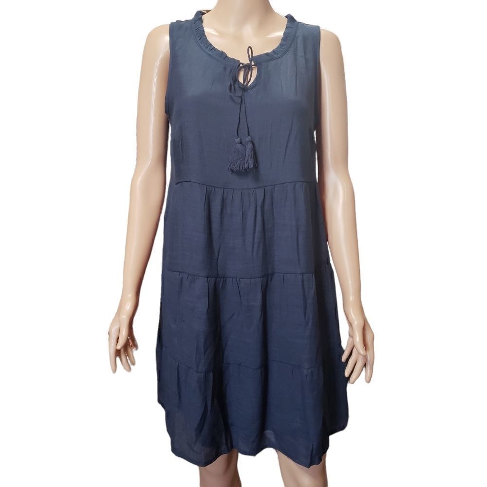 naïf Navy Blue Tiered Shift Summer Dress MEDIUM
